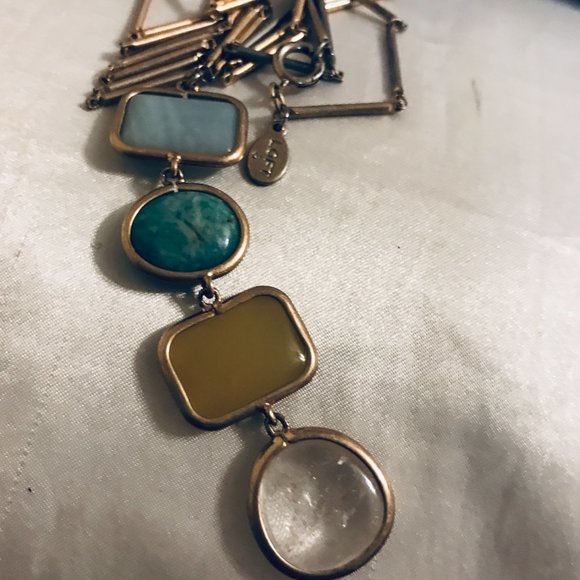 Loft Drop Down Pendant on a Long Gold-Tone Chain 32" - Picture 2 of 5